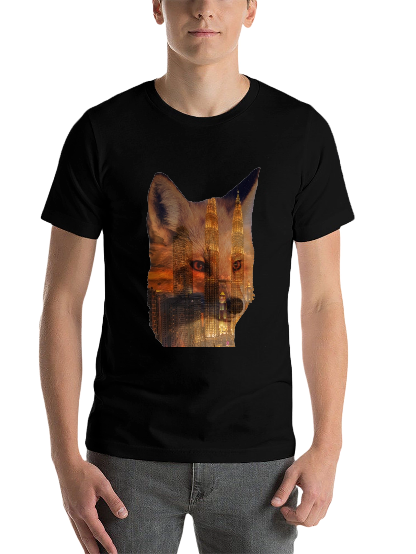 Fox Cityscape Graphic Black T-Shirt