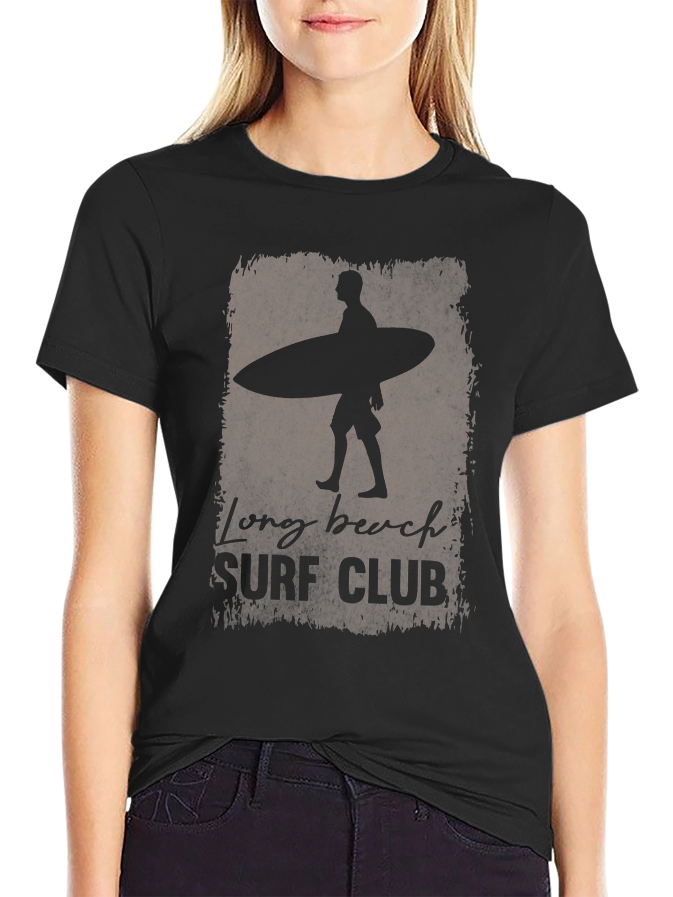 Long Beach Surf Club Black Graphic T-Shirt