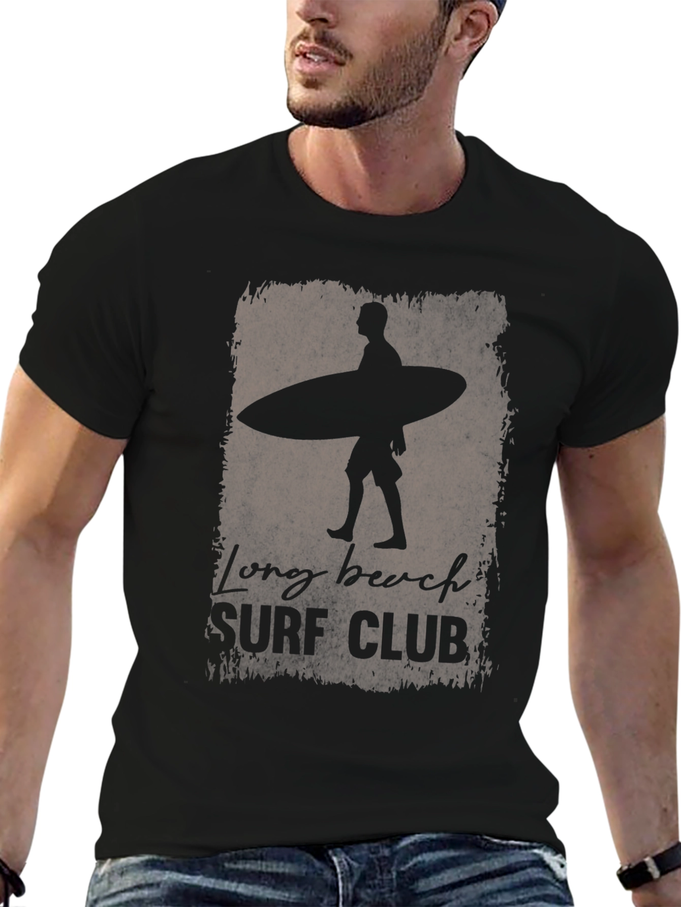 Long Beach Surf Club Black Graphic T-Shirt