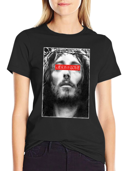 Jesus is Love Graphic T-Shirt - Black Crew Neck Tee