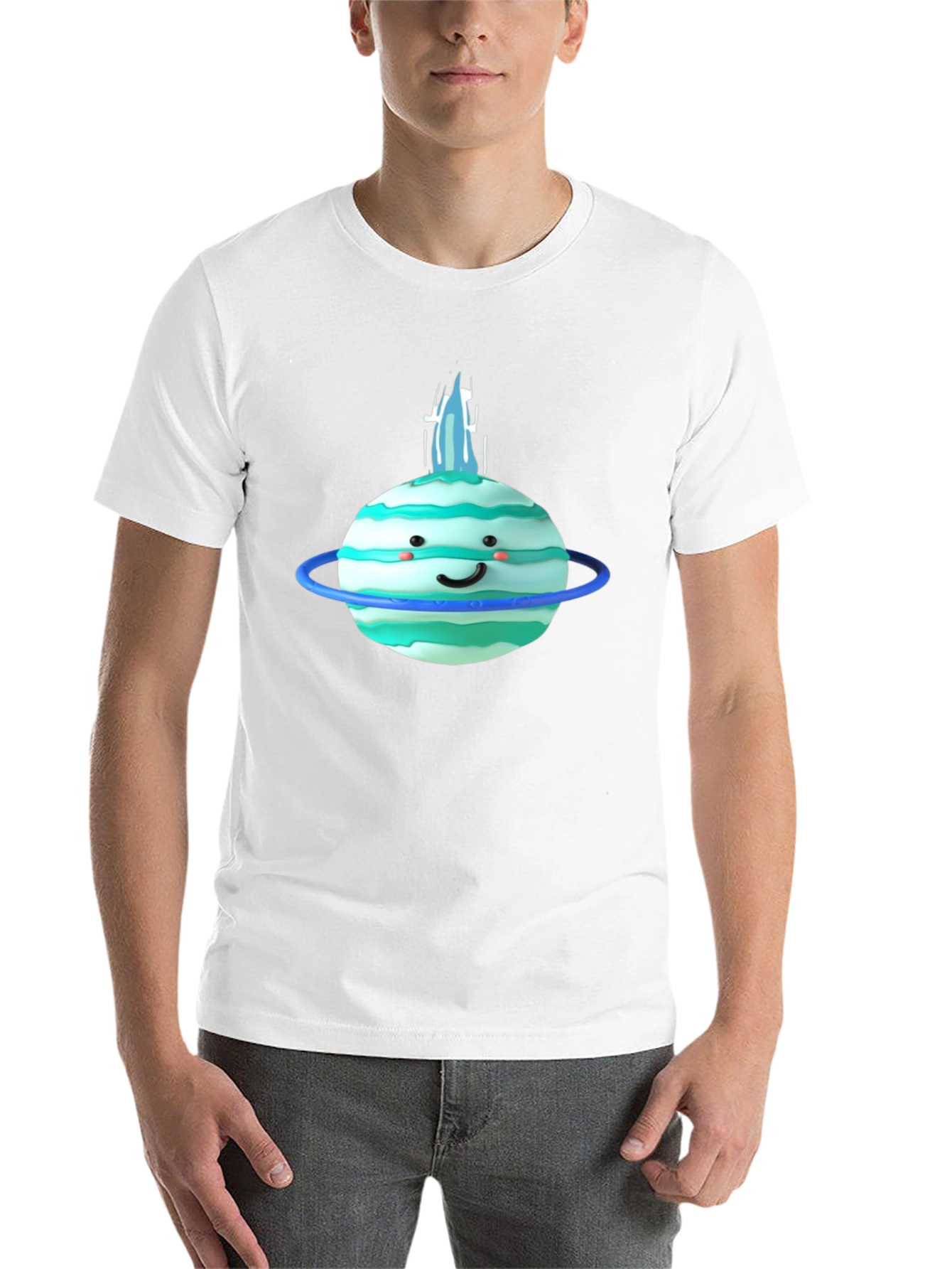 Cute Planet Graphic Tee - Black Cotton T-Shirt