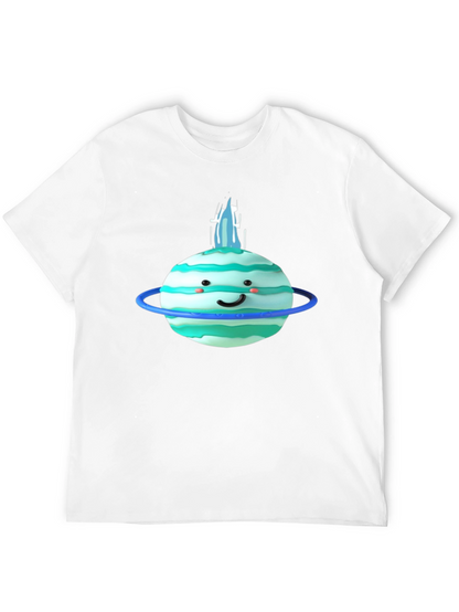 Cute Planet Graphic Tee - Black Cotton T-Shirt