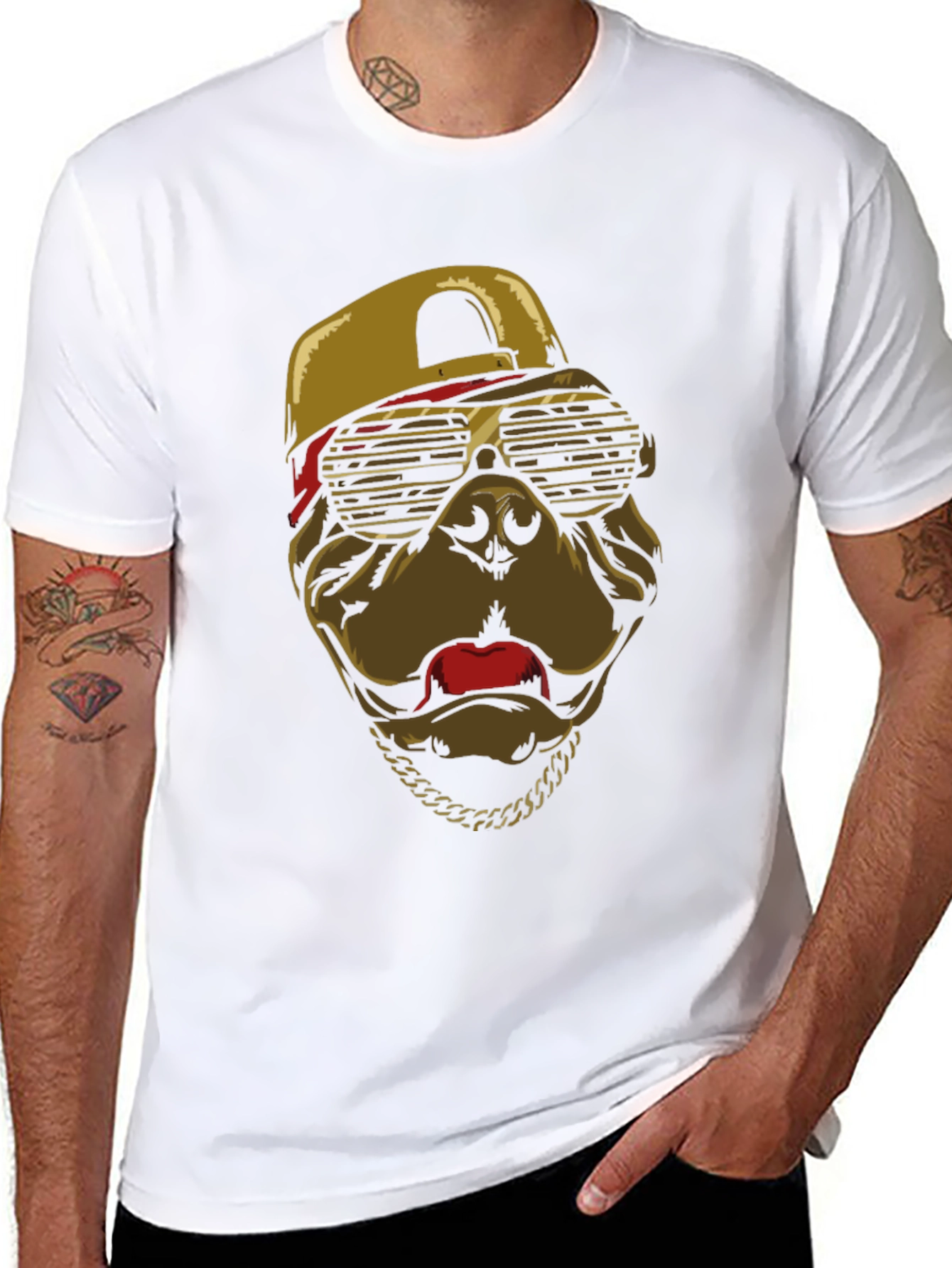 Cool Dog T-Shirt with Cap & Chain