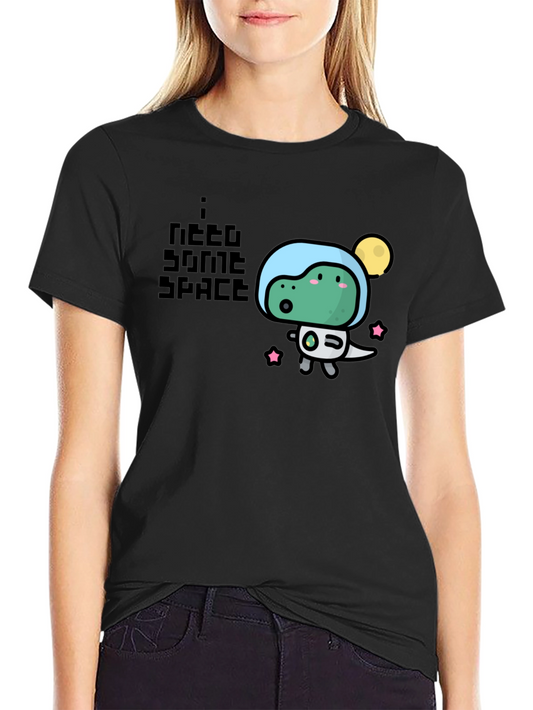 I Need Some Space Black T-Shirt - Cute Dino Design