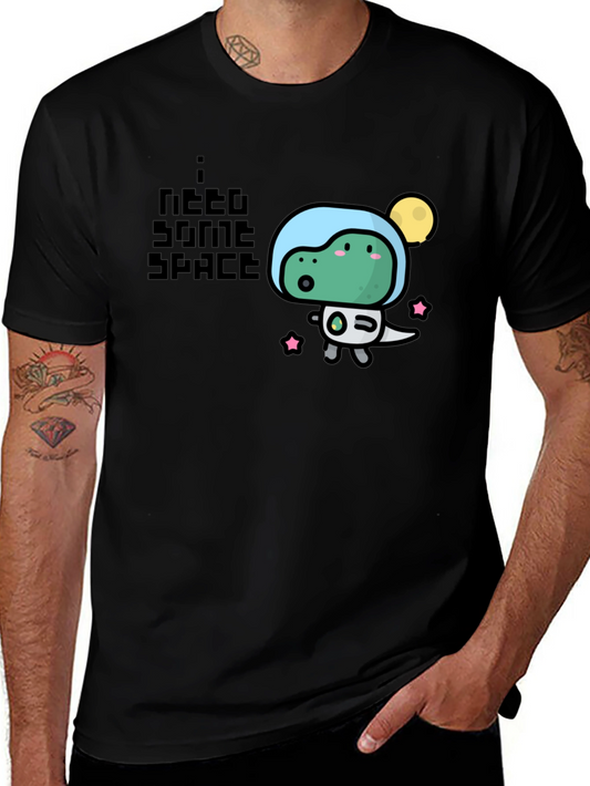 I Need Some Space Black T-Shirt - Cute Dino Design