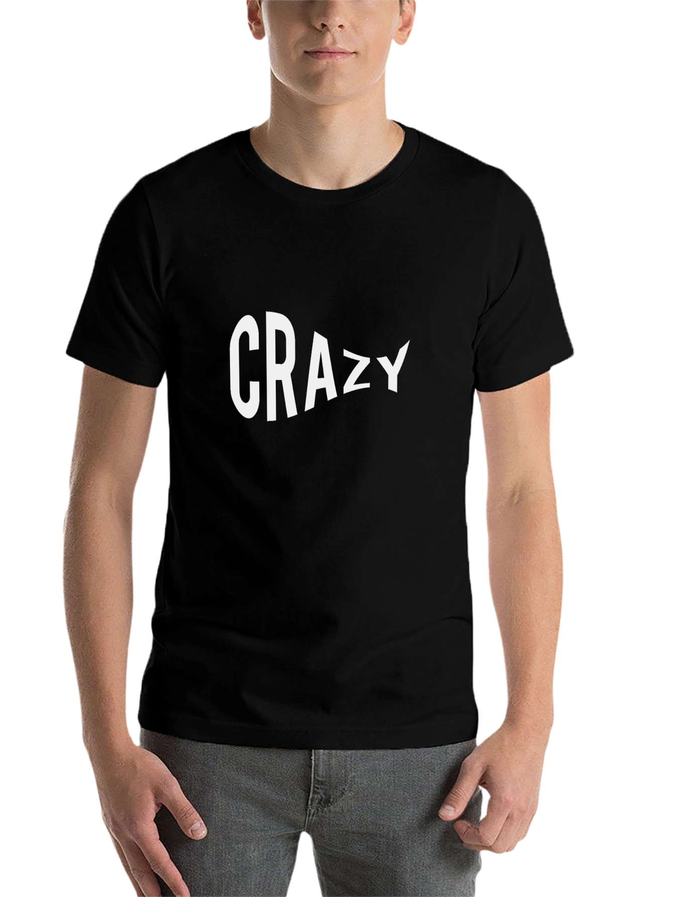 Crazy Graphic Black T-Shirt - Mens Casual Tee