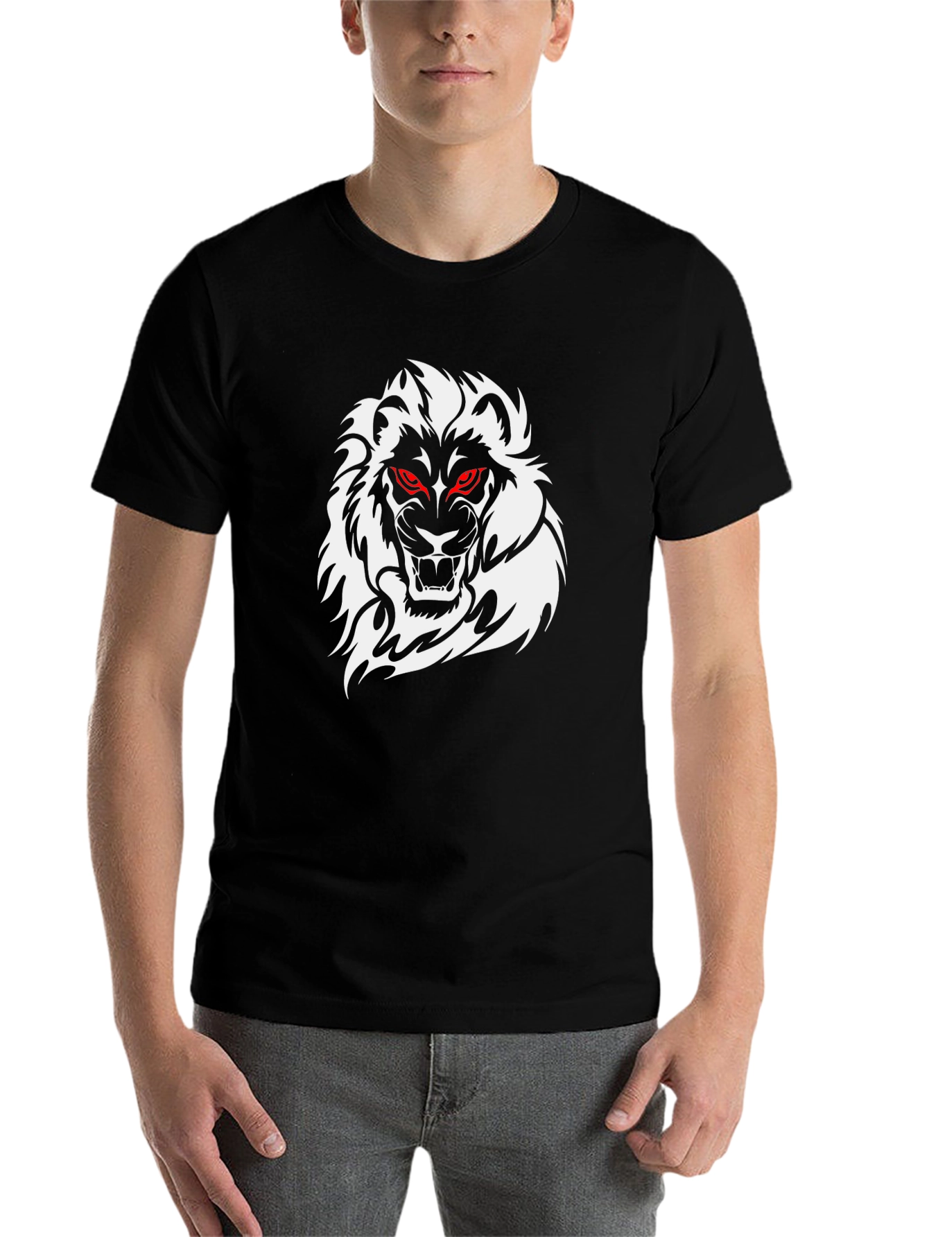 Mens Black Lion Graphic T-Shirt