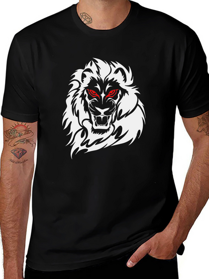 Mens Black Lion Graphic T-Shirt