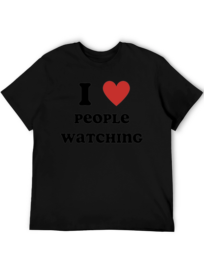 I Heart People Watching Black Graphic T-Shirt