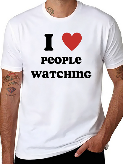 I Heart People Watching Black Graphic T-Shirt
