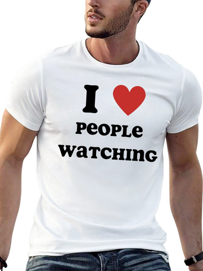 I Heart People Watching Black Graphic T-Shirt