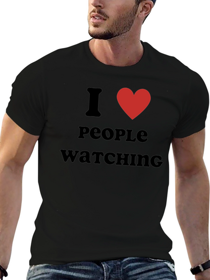 I Heart People Watching Black Graphic T-Shirt