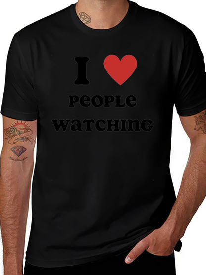 I Heart People Watching Black Graphic T-Shirt