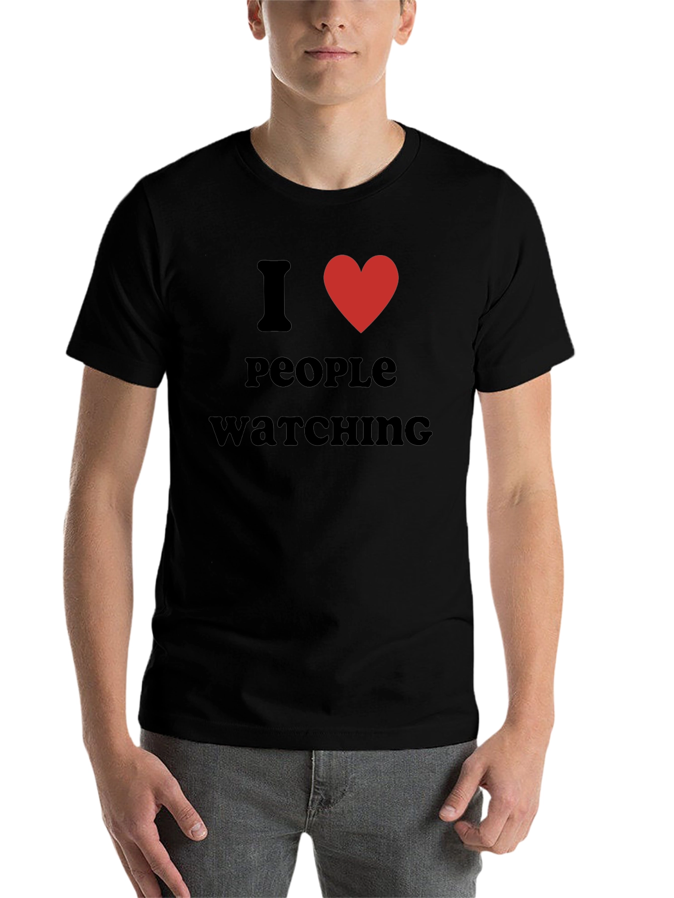 I Heart People Watching Black Graphic T-Shirt