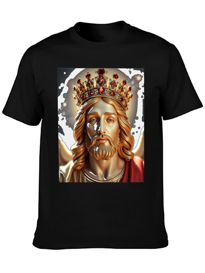 Jesus Christ King Graphic Tee - Black Cotton T-Shirt