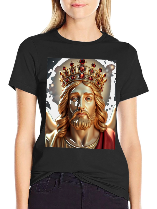Jesus Christ King Graphic Tee - Black Cotton T-Shirt