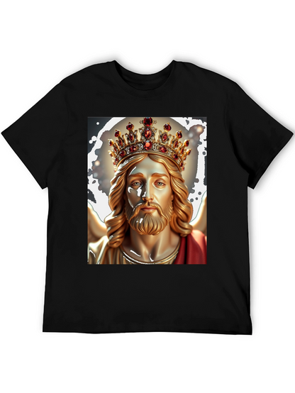 Jesus Christ King Graphic Tee - Black Cotton T-Shirt