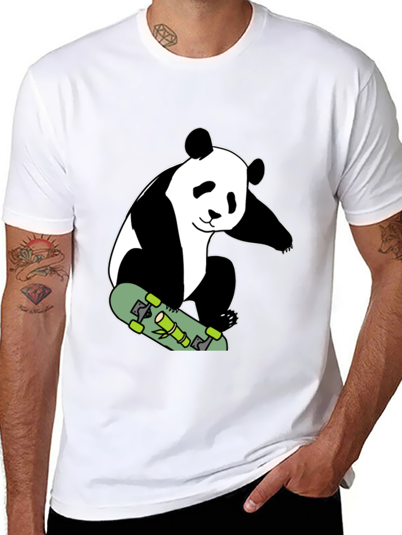 Panda Skateboard T-Shirt - Black