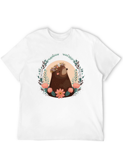 Bear & Floral Wreath Graphic T-Shirt