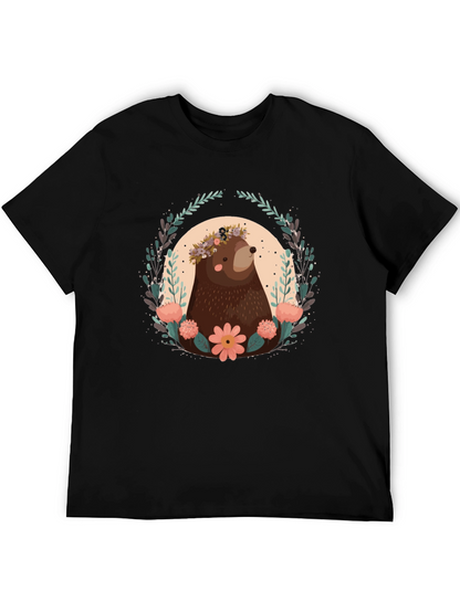 Bear & Floral Wreath Graphic T-Shirt