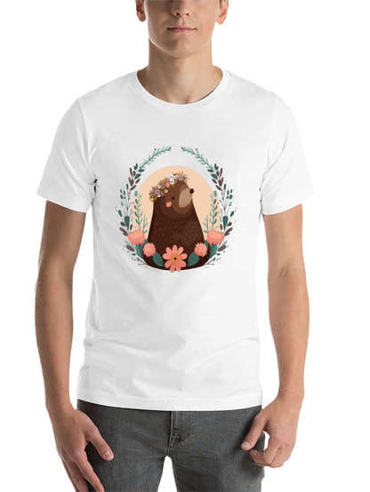 Bear & Floral Wreath Graphic T-Shirt