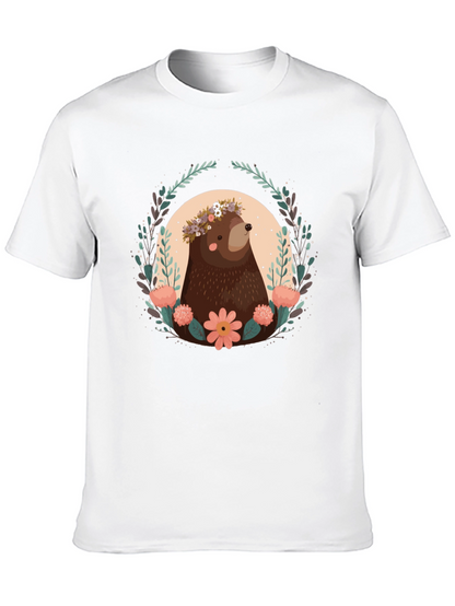 Bear & Floral Wreath Graphic T-Shirt