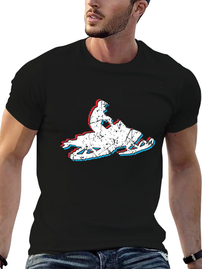 Retro Snowmobile T-Shirt - Distressed Graphic