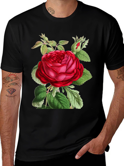 Red Rose Graphic T-Shirt - Botanical Design