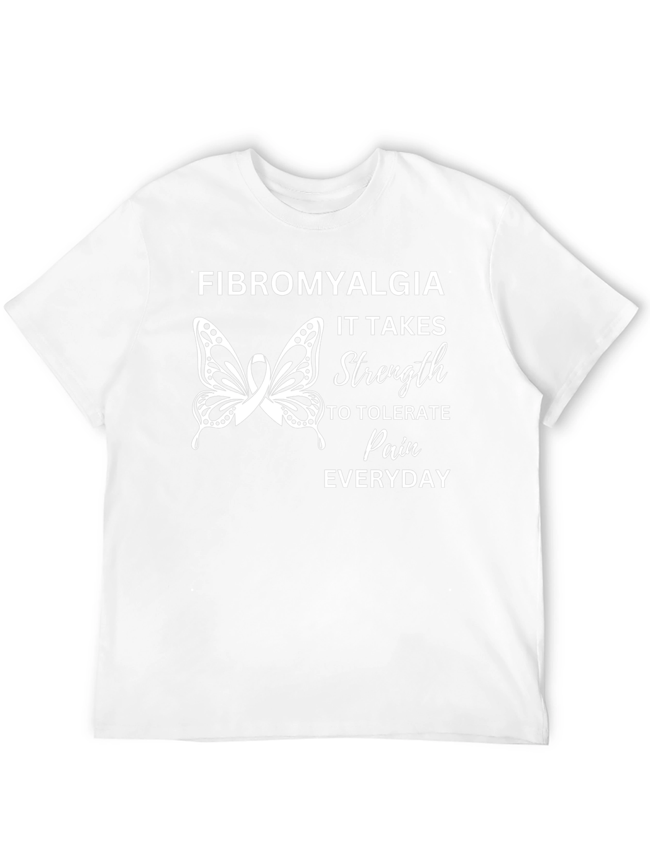 Fibromyalgia Awareness Ribbon Butterfly Black T-Shirt