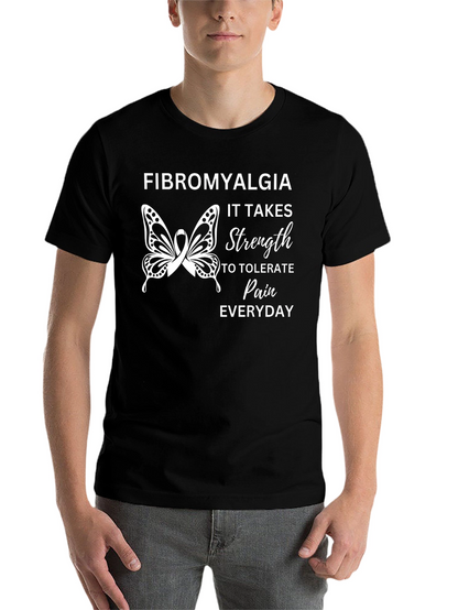 Fibromyalgia Awareness Ribbon Butterfly Black T-Shirt