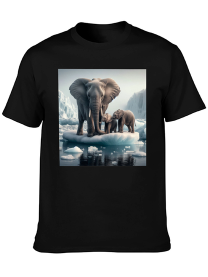 Elephant Family on Iceberg Graphic T-Shirt