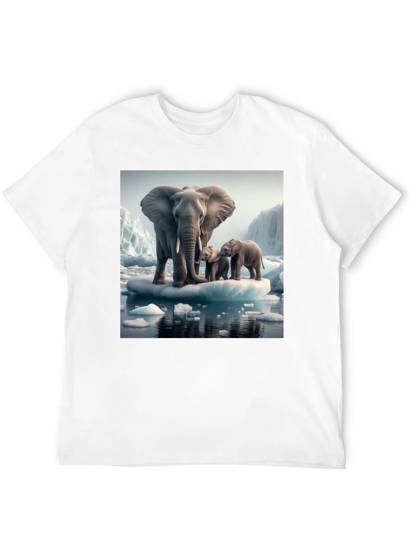 Elephant Family on Iceberg Graphic T-Shirt