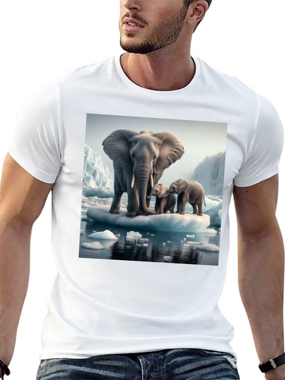 Elephant Family on Iceberg Graphic T-Shirt
