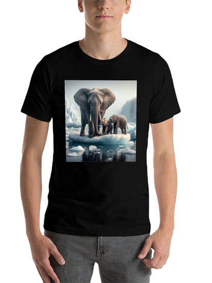 Elephant Family on Iceberg Graphic T-Shirt