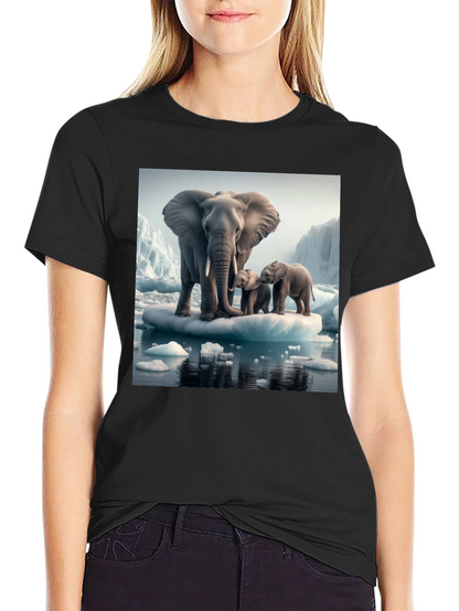 Elephant Family on Iceberg Graphic T-Shirt
