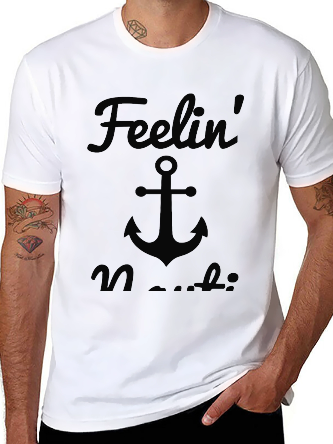 Feelin Nautical Graphic T-Shirt - Mens Black Tee