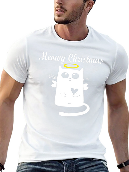 Meowy Christmas Cat Angel T-Shirt - Holiday Apparel