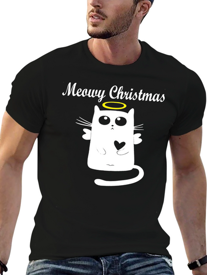 Meowy Christmas Cat Angel T-Shirt - Holiday Apparel