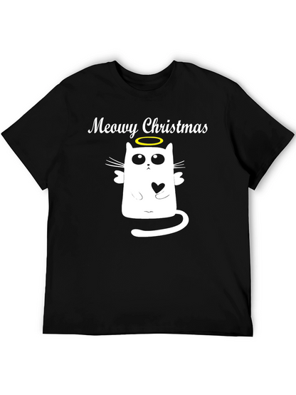 Meowy Christmas Cat Angel T-Shirt - Holiday Apparel