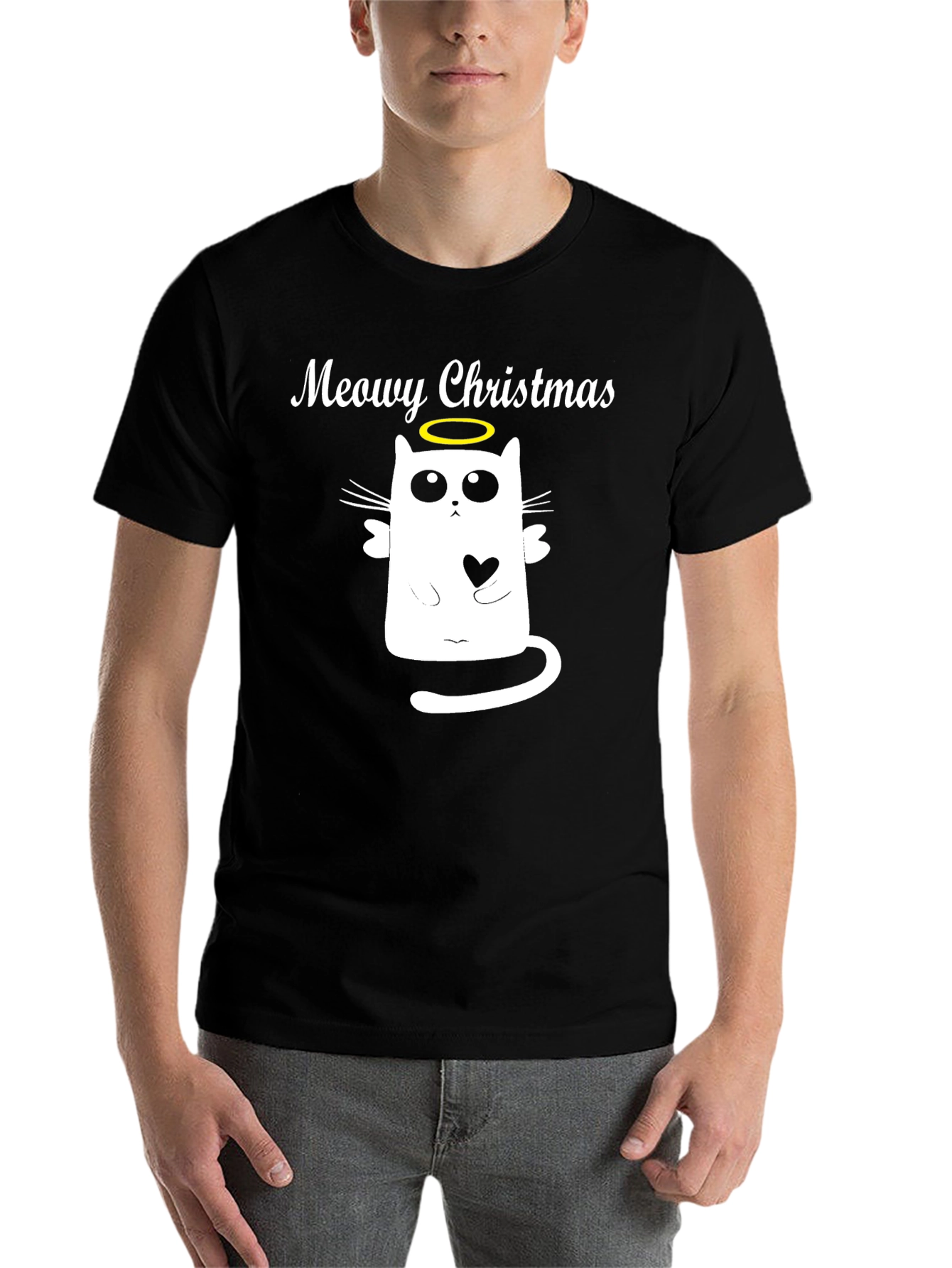 Meowy Christmas Cat Angel T-Shirt - Holiday Apparel