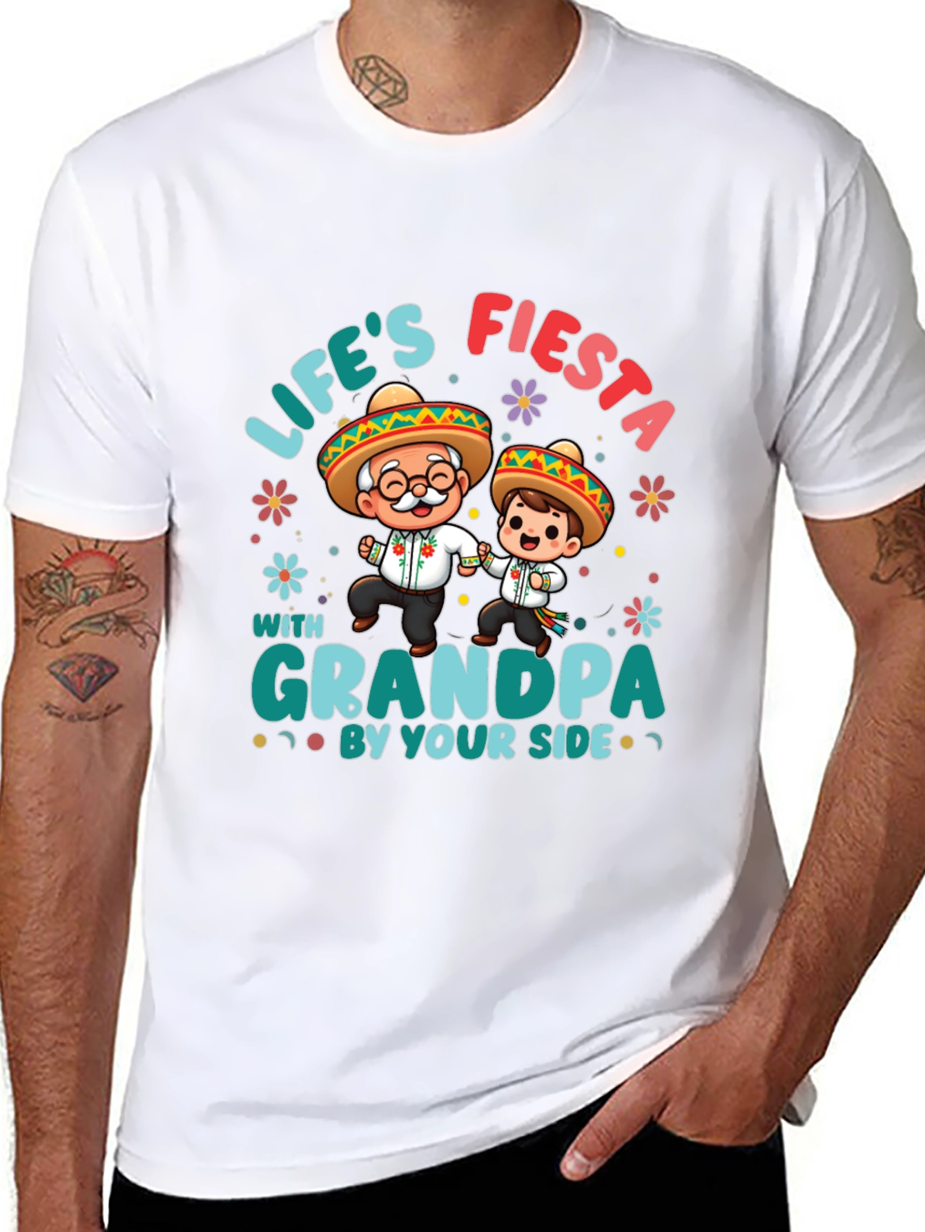 Lifes Fiesta with Grandpa Black T-Shirt