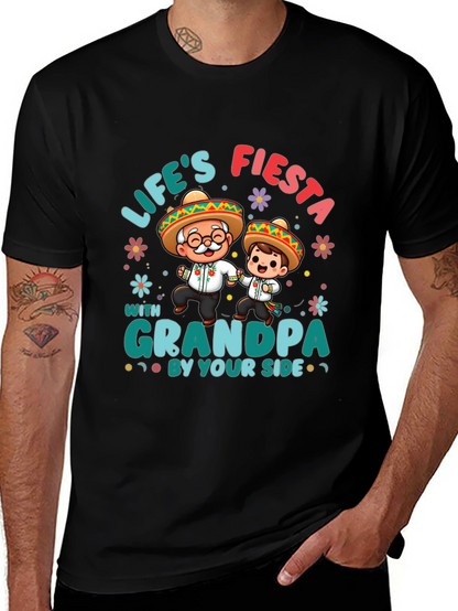 Lifes Fiesta with Grandpa Black T-Shirt
