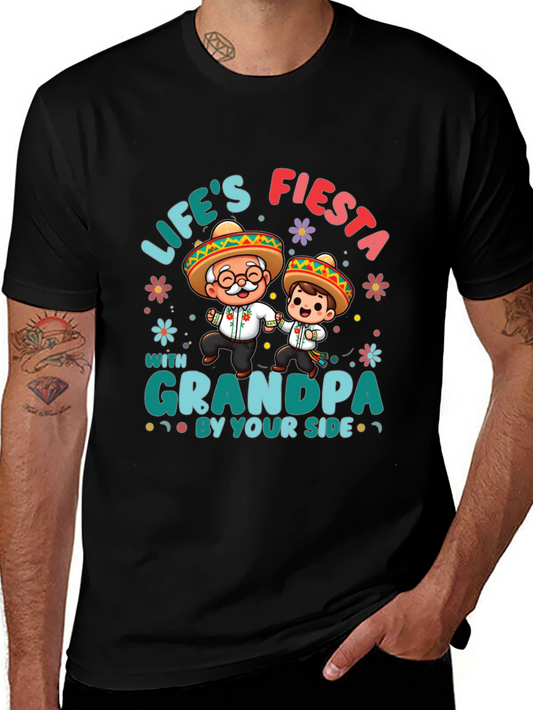 Lifes Fiesta with Grandpa Black T-Shirt