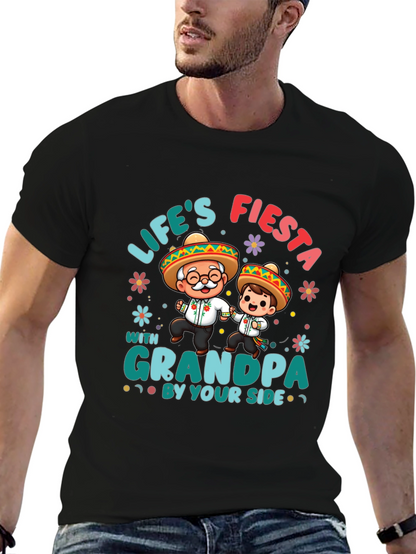Lifes Fiesta with Grandpa Black T-Shirt