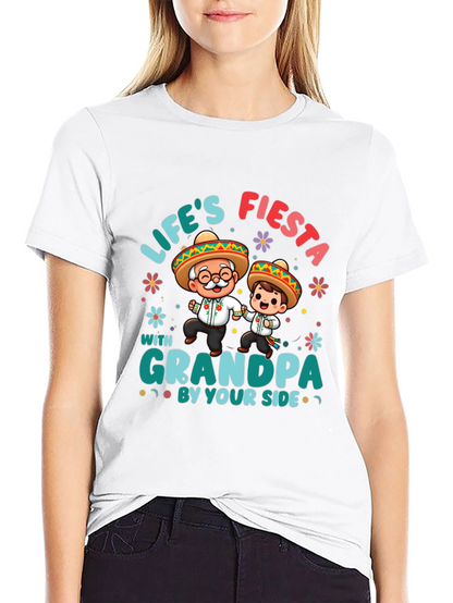Lifes Fiesta with Grandpa Black T-Shirt