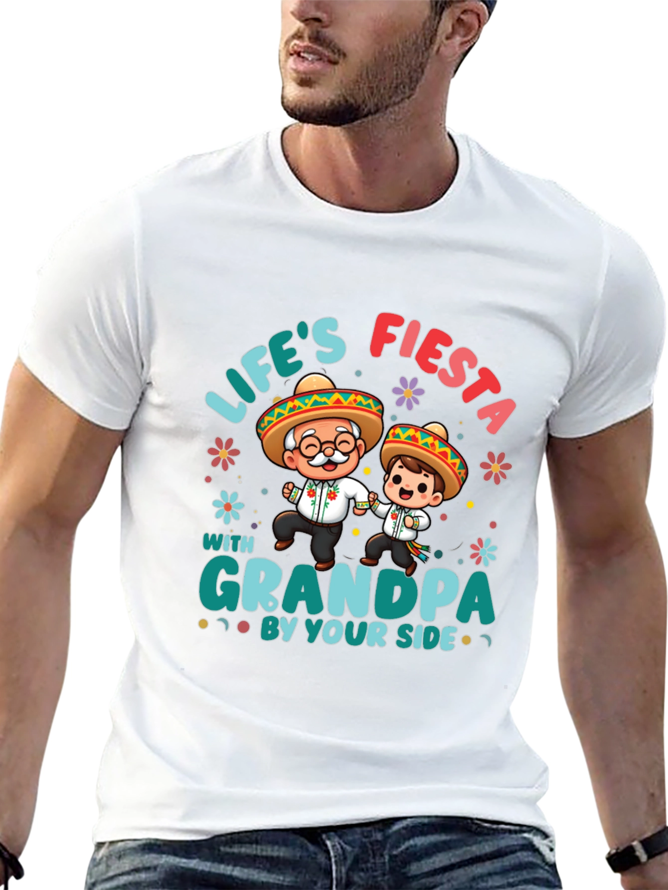 Lifes Fiesta with Grandpa Black T-Shirt