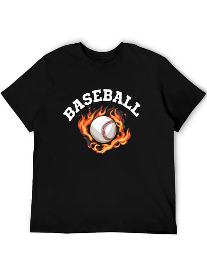 Baseball Flame Graphic Black T-Shirt