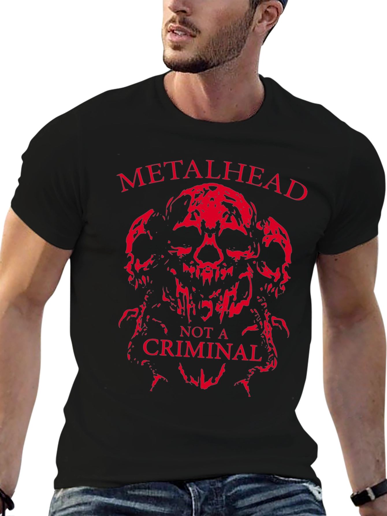 Metalhead Not a Criminal T-Shirt - Skull Design