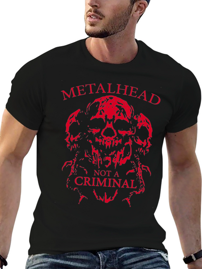 Metalhead Not a Criminal T-Shirt - Skull Design