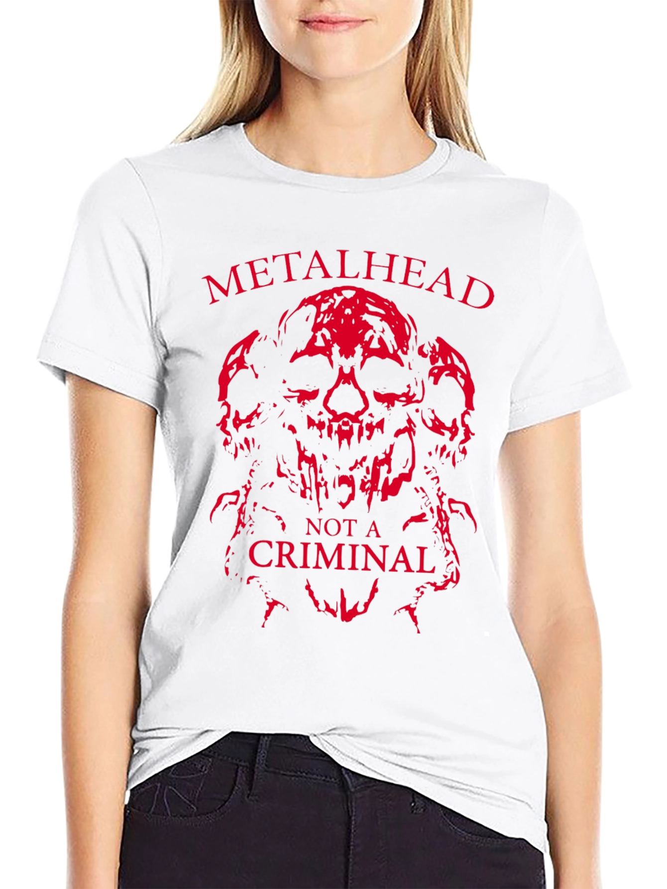 Metalhead Not a Criminal T-Shirt - Skull Design
